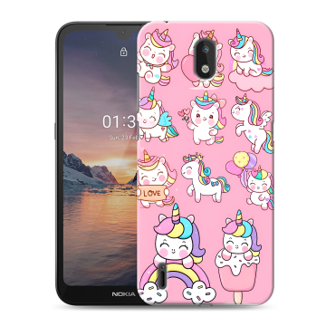 Силиконовый чехол на Nokia 1.3 с принтом Единороги и радуга