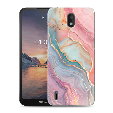 Силиконовый чехол на Nokia 1.3 с принтом розовый мрамор Силиконовый чехол на Nokia 1.3 с принтом розовый мрамор