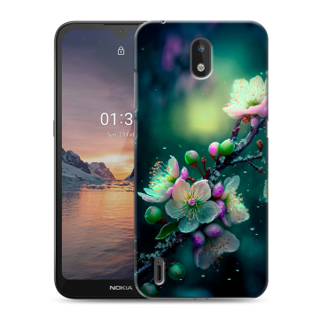 Силиконовый чехол на Nokia 1.3 с принтом Цветы и мрамор Силиконовый чехол на Nokia 1.3 с принтом Цветы и мрамор