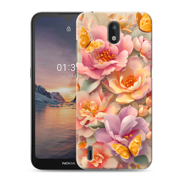 Силиконовый чехол на Nokia 1.3 с принтом Цветы и бабочки Силиконовый чехол на Nokia 1.3 с принтом Цветы и бабочки
