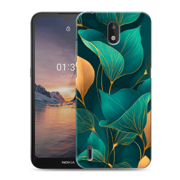 Силиконовый чехол на Nokia 1.3 с принтом Листья и золото