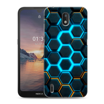 Силиконовый чехол на Nokia 1.3 с принтом Неоновые соты