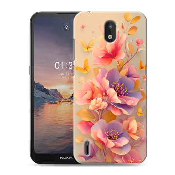 Силиконовый чехол на Nokia 1.3 с принтом Цветы и бабочки