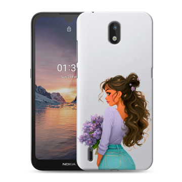 Силиконовый чехол на Nokia 1.3 с принтом девушка цветы