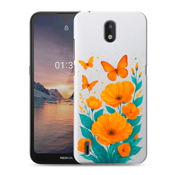 Силиконовый чехол на Nokia 1.3 с принтом цветы бабочки