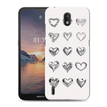 Силиконовый чехол на Nokia 1.3 с принтом Y2K сердечки Силиконовый чехол на Nokia 1.3 с принтом Y2K сердечки