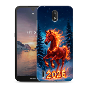 Силиконовый чехол на Nokia 1.3 с принтом Новый год коня