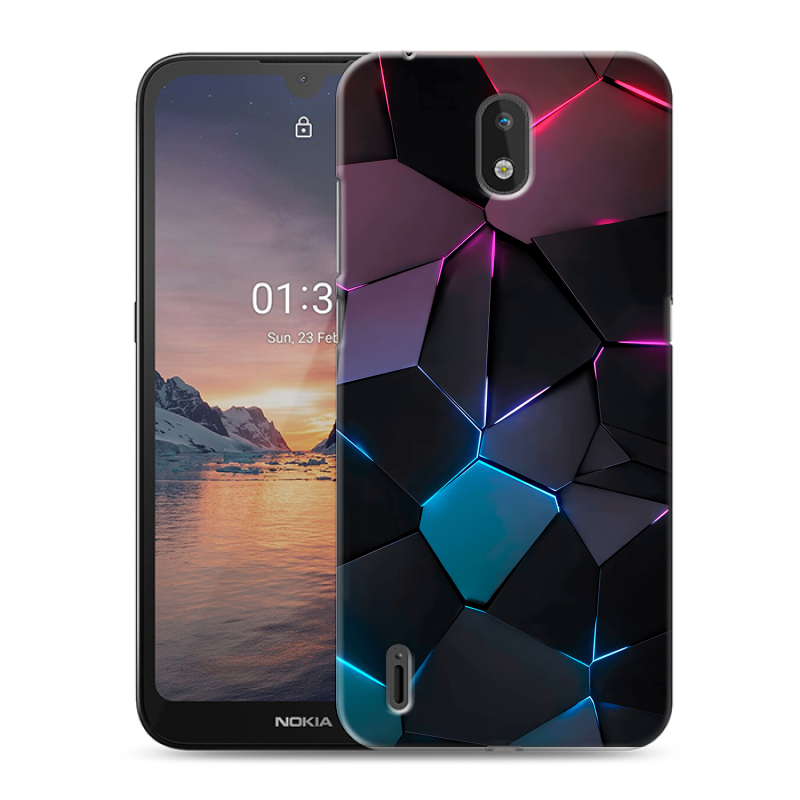 Силиконовый противоударный чехол на Nokia 1.3 с принтом Геометрия неона Силиконовый противоударный чехол на Nokia 1.3 с принтом Геометрия неона