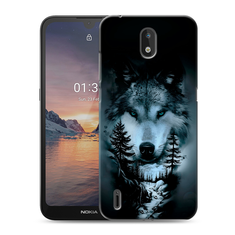 Силиконовый противоударный чехол на Nokia 1.3 с принтом Лесной волк Силиконовый противоударный чехол на Nokia 1.3 с принтом Лесной волк