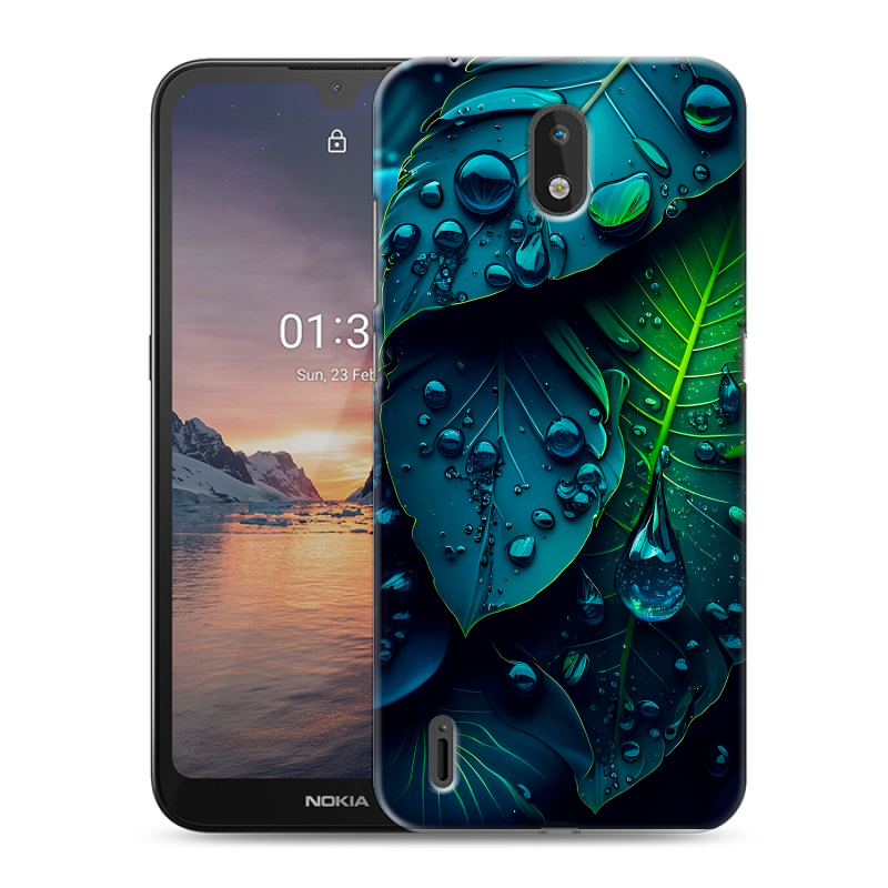 Силиконовый противоударный чехол на Nokia 1.3 с принтом Листья Силиконовый противоударный чехол на Nokia 1.3 с принтом Листья