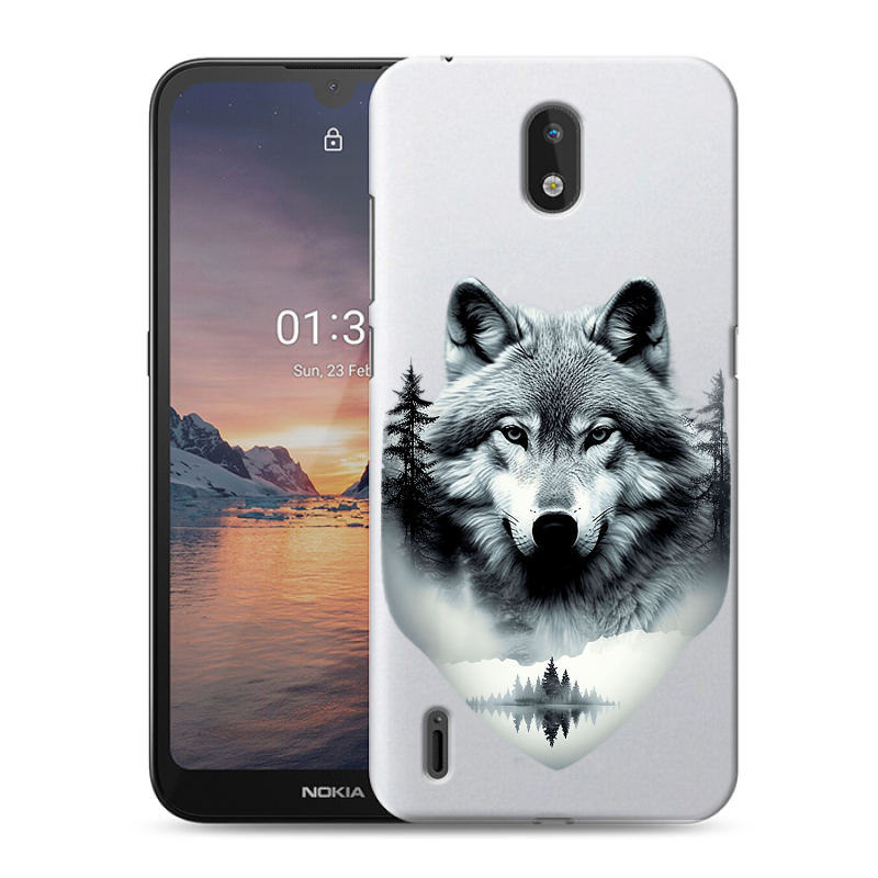 Силиконовый чехол на Nokia 1.3 с принтом Волк в лесу Силиконовый чехол на Nokia 1.3 с принтом Волк в лесу