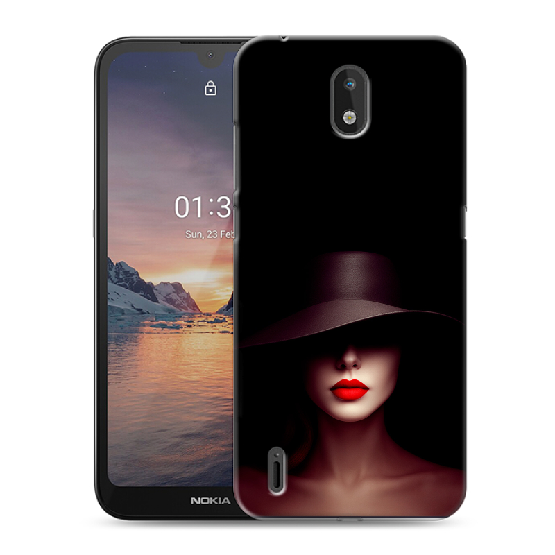Силиконовый противоударный чехол на Nokia 1.3 с принтом Девушка в шляпе Силиконовый противоударный чехол на Nokia 1.3 с принтом Девушка в шляпе