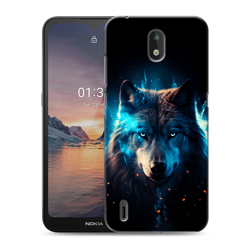 Силиконовый противоударный чехол на Nokia 1.3 с принтом Волк ночной Силиконовый противоударный чехол на Nokia 1.3 с принтом Волк ночной