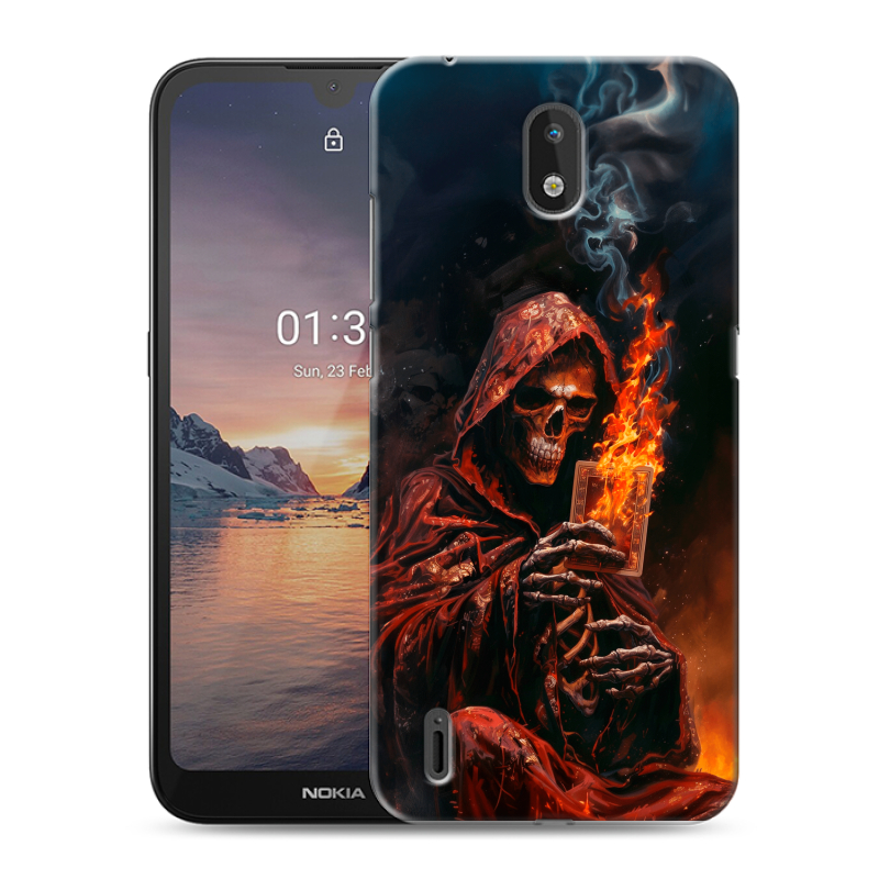Силиконовый противоударный чехол на Nokia 1.3 с принтом Скелет и карты Силиконовый противоударный чехол на Nokia 1.3 с принтом Скелет и карты