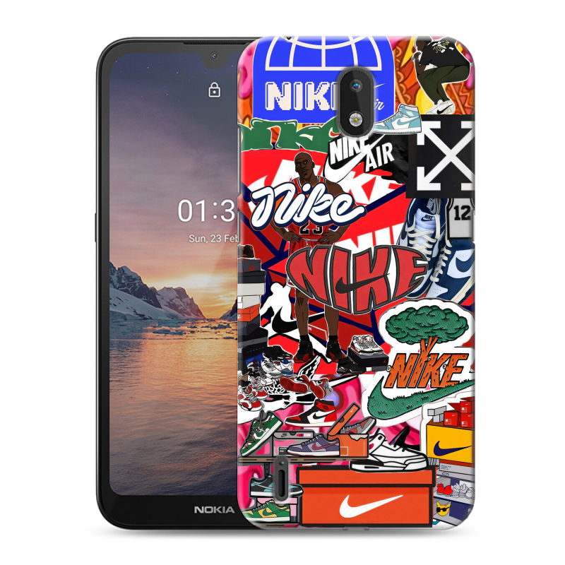 Силиконовый противоударный чехол на Nokia 1.3 с принтом Найк Nike яркий Силиконовый противоударный чехол на Nokia 1.3 с принтом Найк Nike яркий