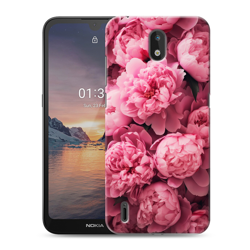 Силиконовый противоударный чехол на Nokia 1.3 с принтом цветы пионы Силиконовый противоударный чехол на Nokia 1.3 с принтом цветы пионы