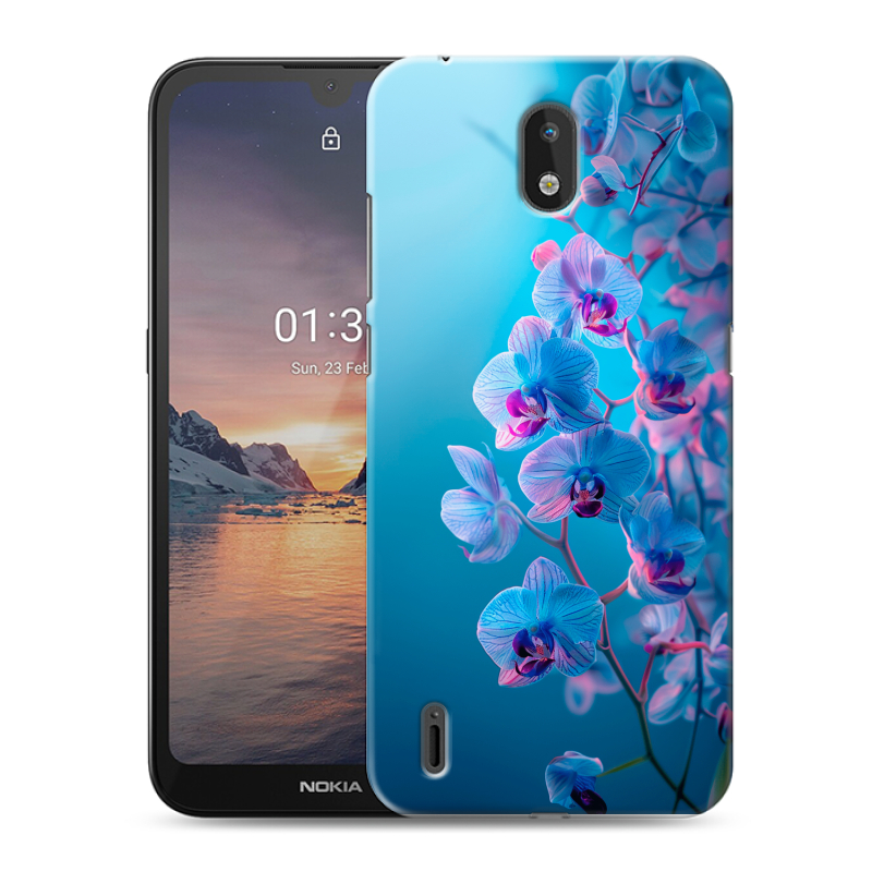Силиконовый чехол на Nokia 1.3 с принтом голубые орхидеи Силиконовый чехол на Nokia 1.3 с принтом голубые орхидеи