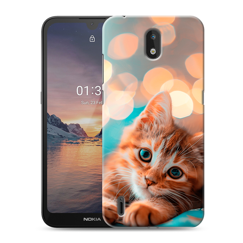 Силиконовый противоударный чехол на Nokia 1.3 с принтом котик Силиконовый противоударный чехол на Nokia 1.3 с принтом котик