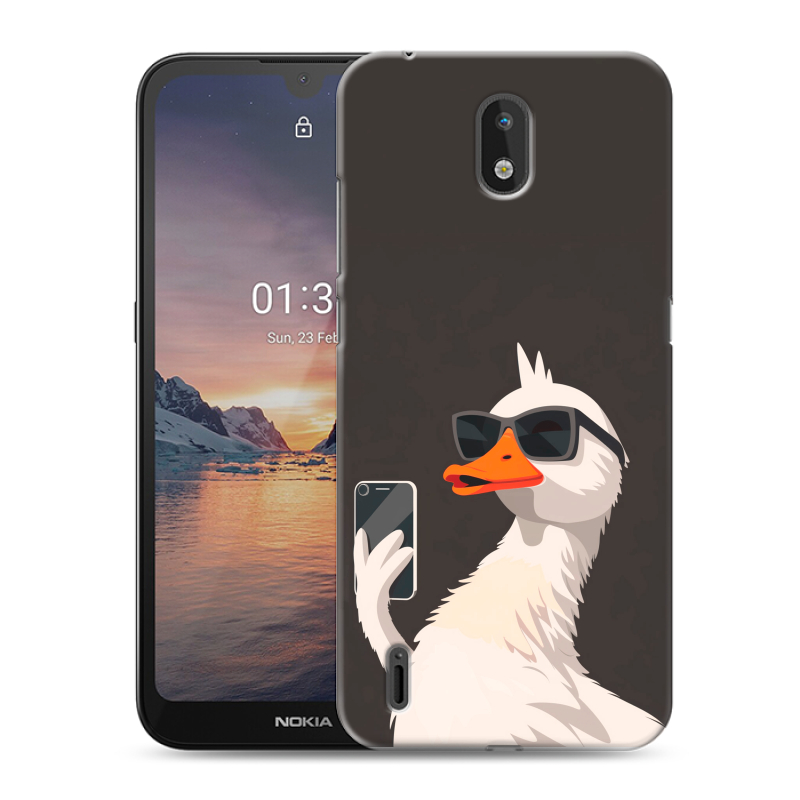 Силиконовый противоударный чехол на Nokia 1.3 с принтом утка в очках Силиконовый противоударный чехол на Nokia 1.3 с принтом утка в очках