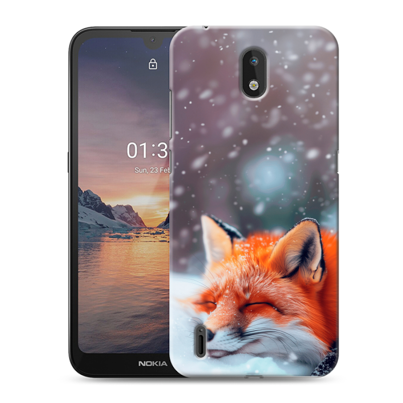 Силиконовый противоударный чехол на Nokia 1.3 с принтом лиса Силиконовый противоударный чехол на Nokia 1.3 с принтом лиса