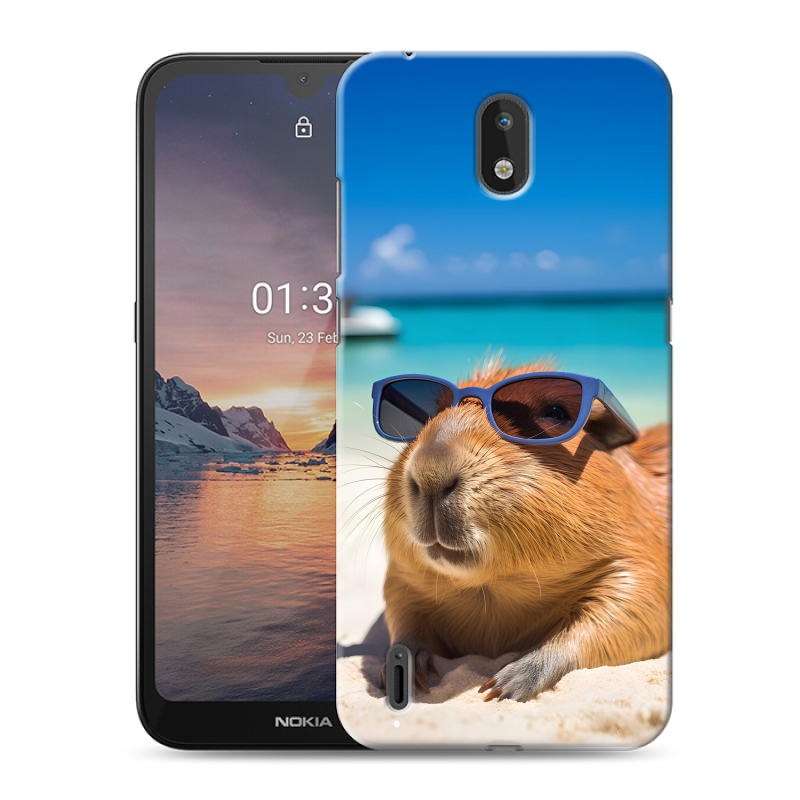 Силиконовый противоударный чехол на Nokia 1.3 с принтом Капибара Силиконовый противоударный чехол на Nokia 1.3 с принтом Капибара