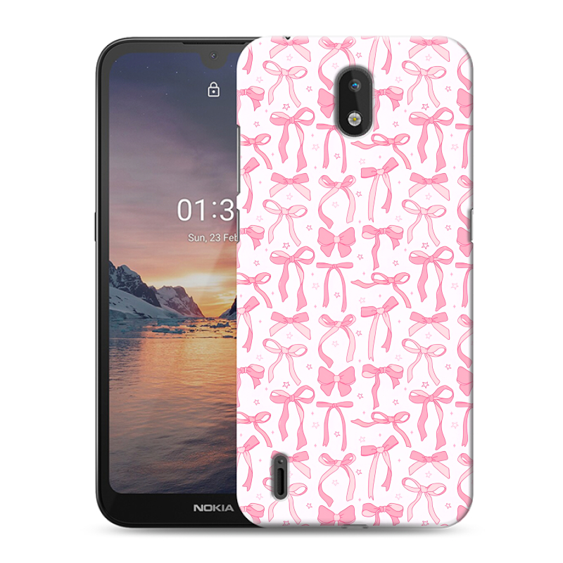 Силиконовый противоударный чехол на Nokia 1.3 с принтом Розовые бантики Силиконовый противоударный чехол на Nokia 1.3 с принтом Розовые бантики