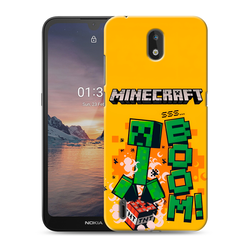 Силиконовый чехол на Nokia 1.3 с принтом Майнкрафт Minecraft Силиконовый чехол на Nokia 1.3 с принтом Майнкрафт Minecraft