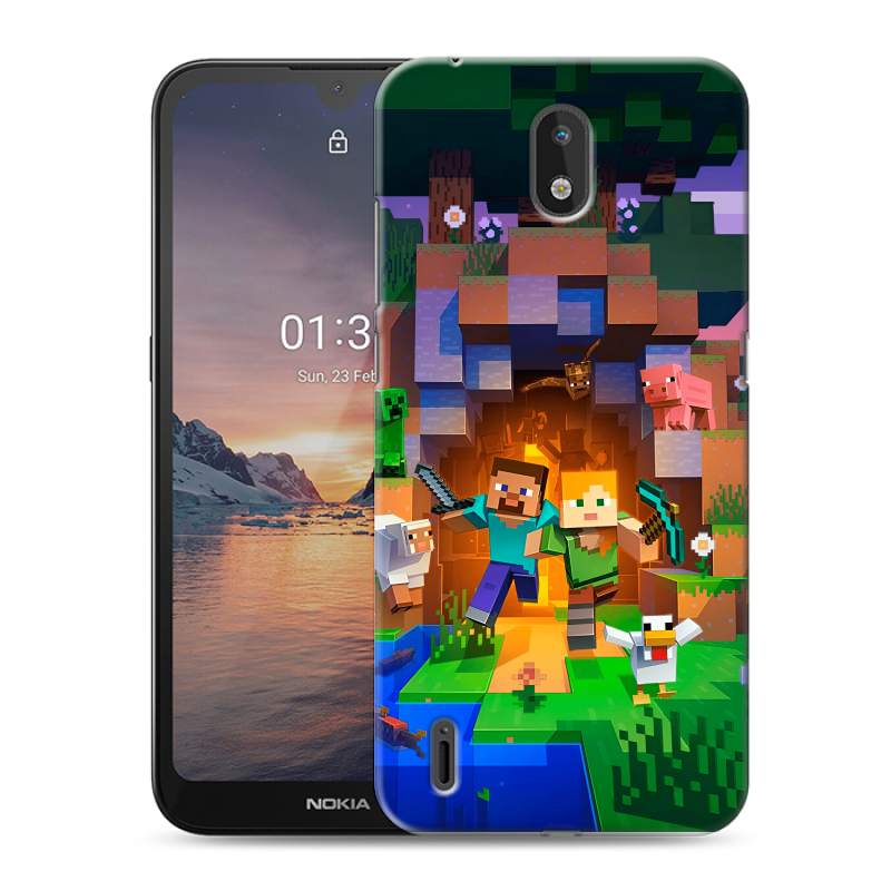 Силиконовый чехол на Nokia 1.3 с принтом Майнкрафт Minecraft Силиконовый чехол на Nokia 1.3 с принтом Майнкрафт Minecraft