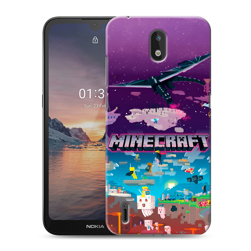 Силиконовый противоударный чехол на Nokia 1.3 с принтом Майнкрафт Minecraft Силиконовый противоударный чехол на Nokia 1.3 с принтом Майнкрафт Minecraft