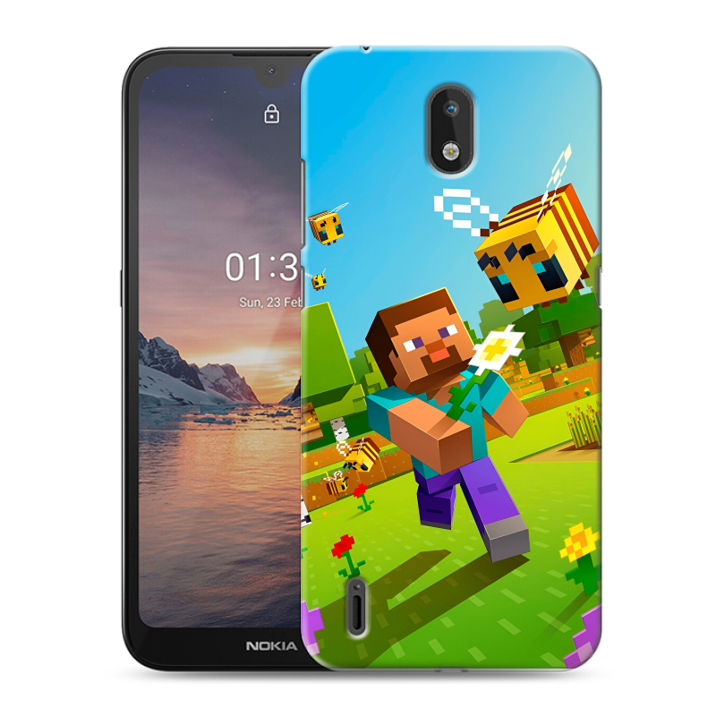 Силиконовый противоударный чехол на Nokia 1.3 с принтом Майнкрафт Minecraft Силиконовый противоударный чехол на Nokia 1.3 с принтом Майнкрафт Minecraft