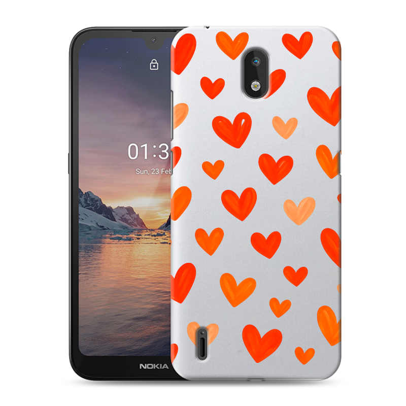 Силиконовый чехол на Nokia 1.3 с принтом Сердечки Силиконовый чехол на Nokia 1.3 с принтом Сердечки