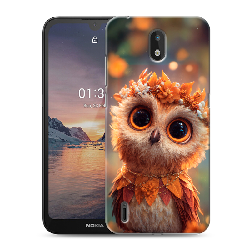 Силиконовый противоударный чехол на Nokia 1.3 с принтом Милая сова Силиконовый противоударный чехол на Nokia 1.3 с принтом Милая сова