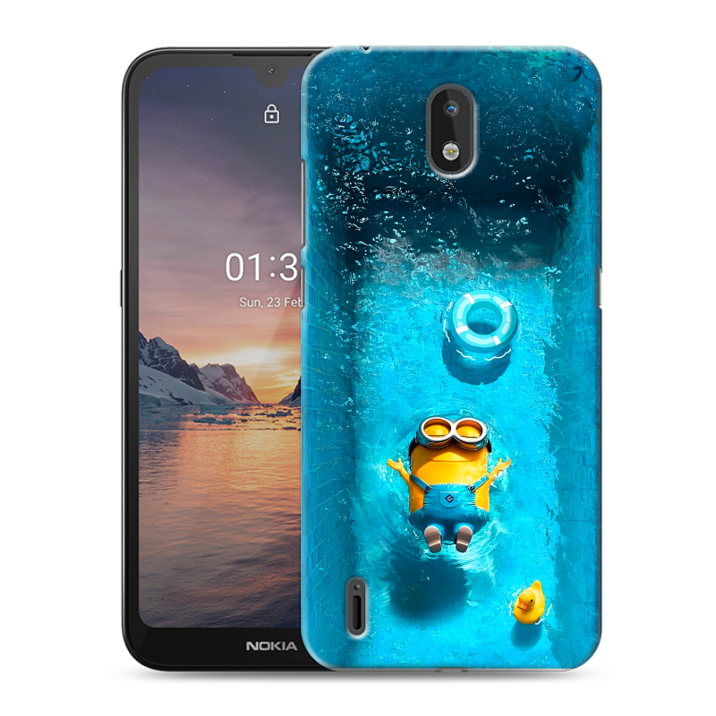 Силиконовый противоударный чехол на Nokia 1.3 с принтом Миньоны Силиконовый противоударный чехол на Nokia 1.3 с принтом Миньоны
