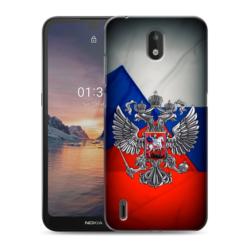 Силиконовый противоударный чехол на Nokia 1.3 с принтом Флаг России Силиконовый противоударный чехол на Nokia 1.3 с принтом Флаг России