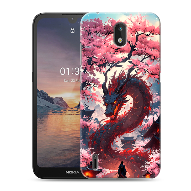 Силиконовый чехол на Nokia 1.3 с принтом Дракон Японский Силиконовый чехол на Nokia 1.3 с принтом Дракон Японский