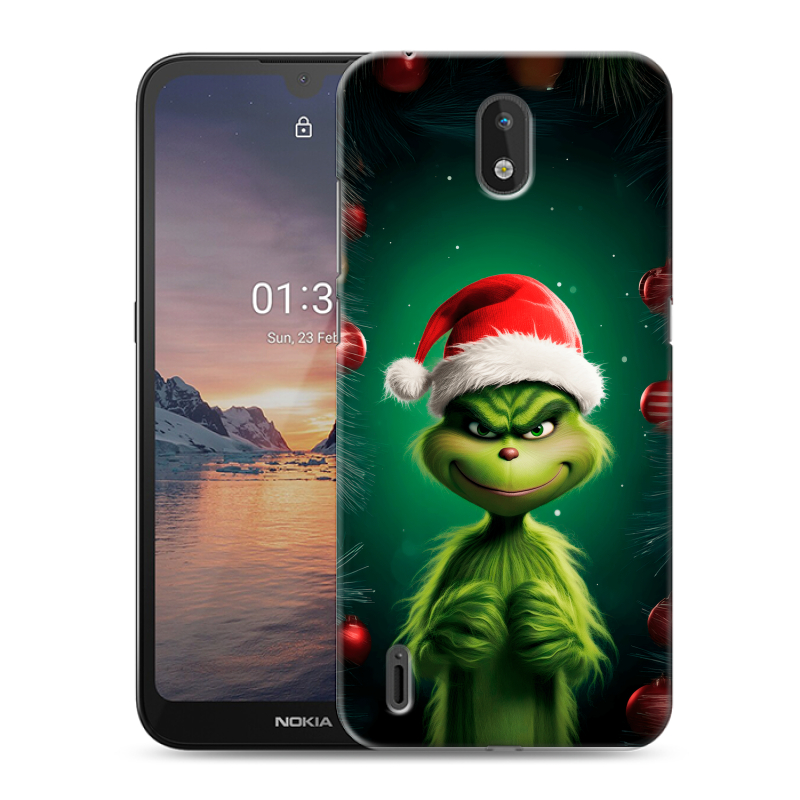 Силиконовый противоударный чехол на Nokia 1.3 с принтом Гринч Новый год Рождество Силиконовый противоударный чехол на Nokia 1.3 с принтом Гринч Новый год Рождество
