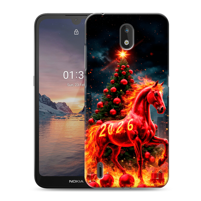 Силиконовый противоударный чехол на Nokia 1.3 с принтом Новый год Силиконовый противоударный чехол на Nokia 1.3 с принтом Новый год