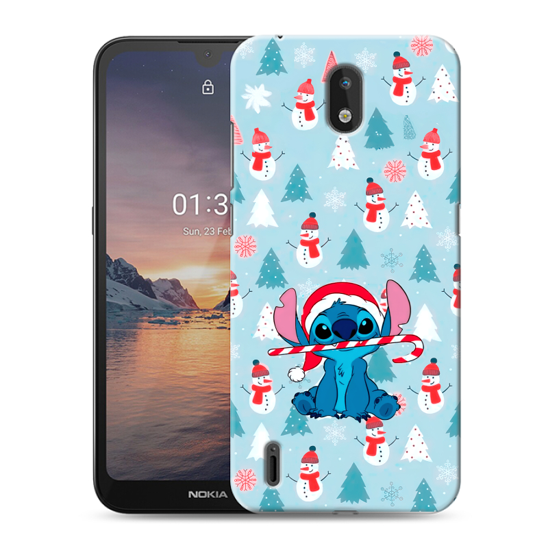 Силиконовый чехол на Nokia 1.3 с принтом Стич Новый год Силиконовый чехол на Nokia 1.3 с принтом Стич Новый год