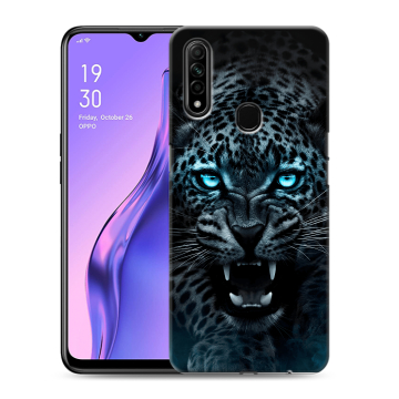 Силиконовый противоударный чехол на OPPO A31 с принтом Темный леопард Силиконовый противоударный чехол на OPPO A31 с принтом Темный леопард