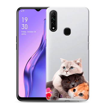 Силиконовый противоударный чехол на OPPO A31 с принтом Кошки Силиконовый противоударный чехол на OPPO A31 с принтом Кошки