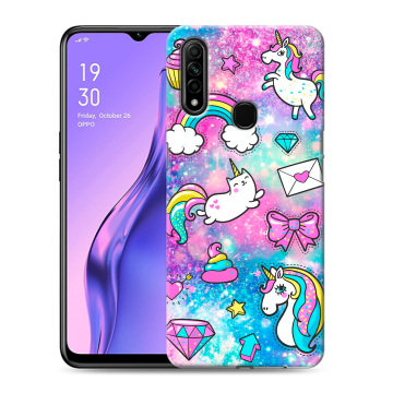 Силиконовый противоударный чехол на OPPO A31 с принтом Единороги
