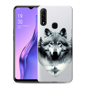 Силиконовый противоударный чехол на OPPO A31 с принтом Волк в лесу Силиконовый противоударный чехол на OPPO A31 с принтом Волк в лесу