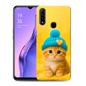 Силиконовый противоударный чехол на OPPO A31 с принтом Котенок в шапке