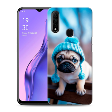 Силиконовый противоударный чехол на OPPO A31 с принтом Мопс в шапке Силиконовый противоударный чехол на OPPO A31 с принтом Мопс в шапке
