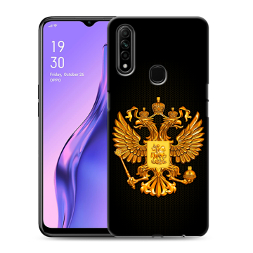 Силиконовый противоударный чехол на OPPO A31 с принтом Герб России желтый Силиконовый противоударный чехол на OPPO A31 с принтом Герб России желтый
