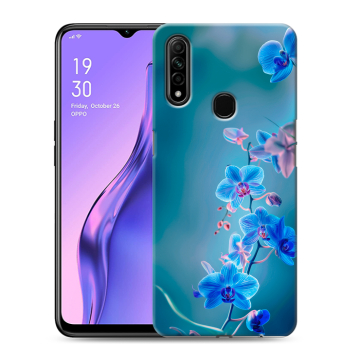 Силиконовый противоударный чехол на OPPO A31 с принтом Голубые цветы Силиконовый противоударный чехол на OPPO A31 с принтом Голубые цветы