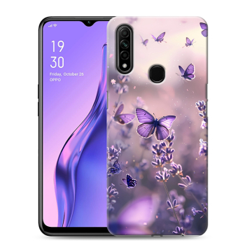 Силиконовый противоударный чехол на OPPO A31 с принтом бабочки и лаванда Силиконовый противоударный чехол на OPPO A31 с принтом бабочки и лаванда