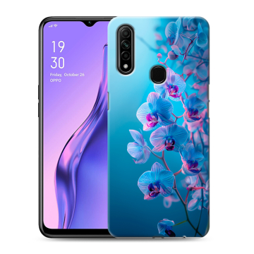 Силиконовый противоударный чехол на OPPO A31 с принтом голубые орхидеи Силиконовый противоударный чехол на OPPO A31 с принтом голубые орхидеи