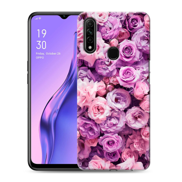 Силиконовый противоударный чехол на OPPO A31 с принтом лавандовые розы Силиконовый противоударный чехол на OPPO A31 с принтом лавандовые розы