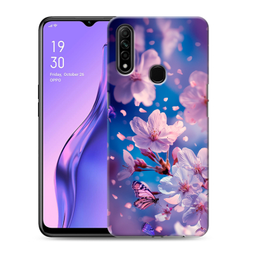 Силиконовый противоударный чехол на OPPO A31 с принтом цветы бабочки Силиконовый противоударный чехол на OPPO A31 с принтом цветы бабочки